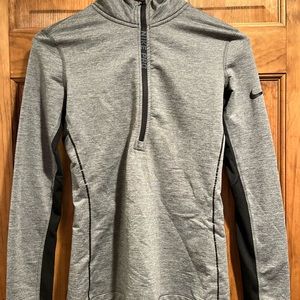 Gray Nike Pro Hyperwarm Quarter Zip